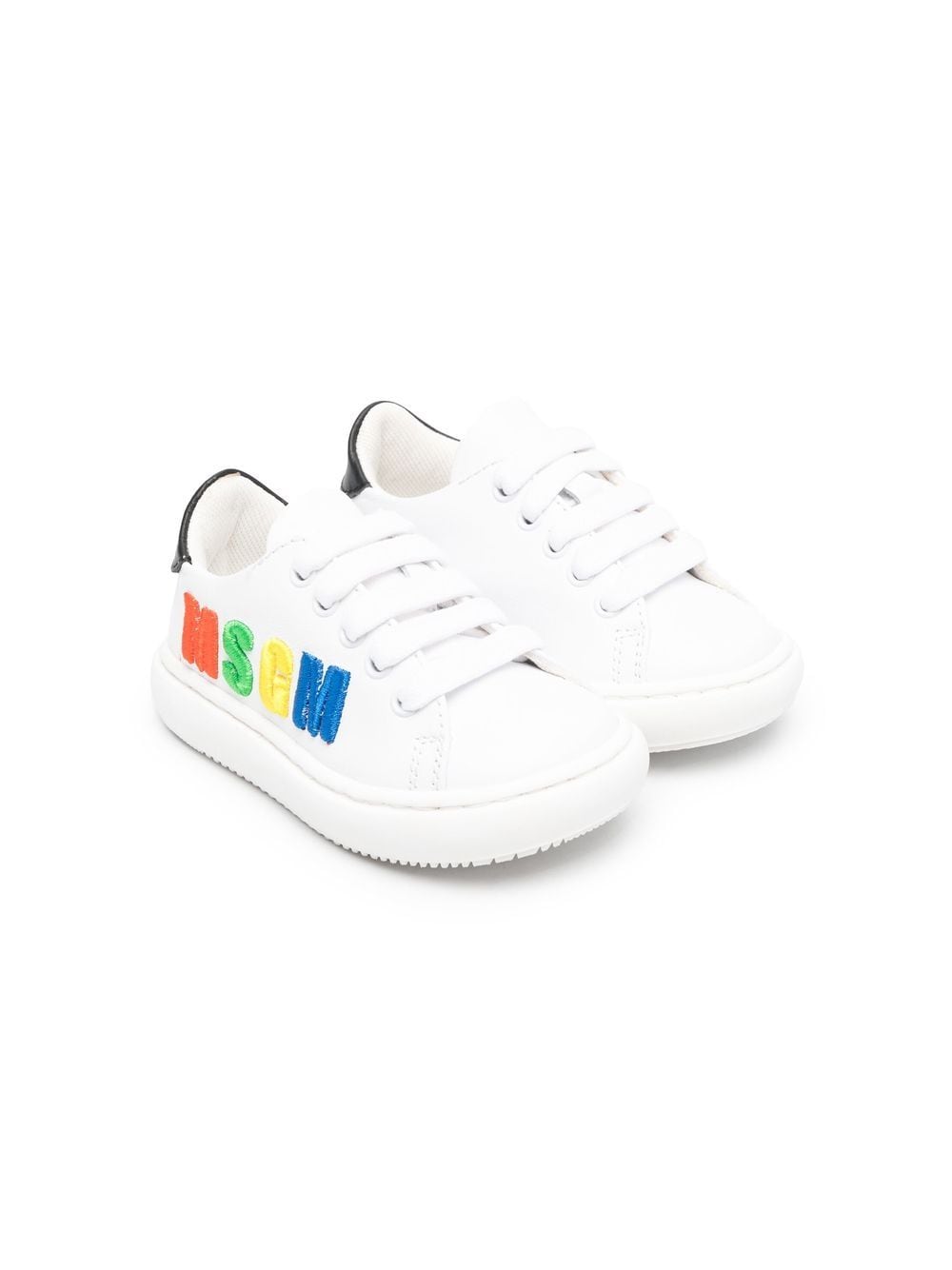 MSGM Kids embroidered-logo leather sneakers - White von MSGM Kids