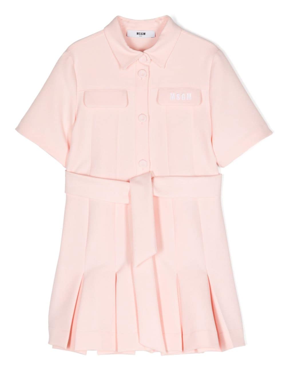 MSGM Kids embroidered-logo pleated dress - Pink von MSGM Kids