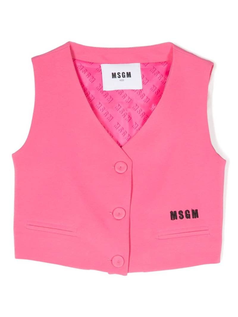 MSGM Kids embroidered-logo waistcoat - Pink von MSGM Kids