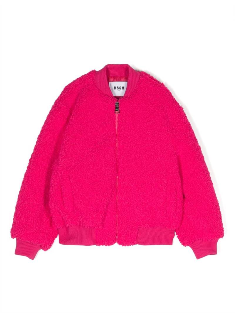 MSGM Kids faux-fur long-sleeve bomber jacket - Pink von MSGM Kids
