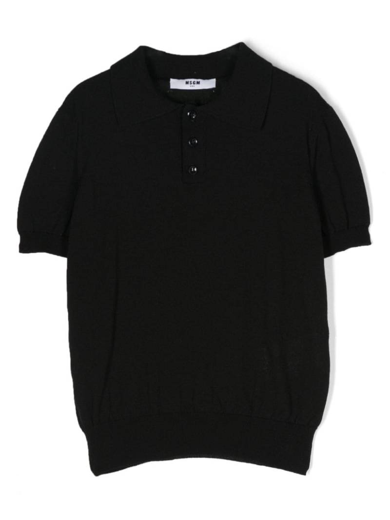 MSGM Kids fine-knit cotton polo shirt - Black von MSGM Kids