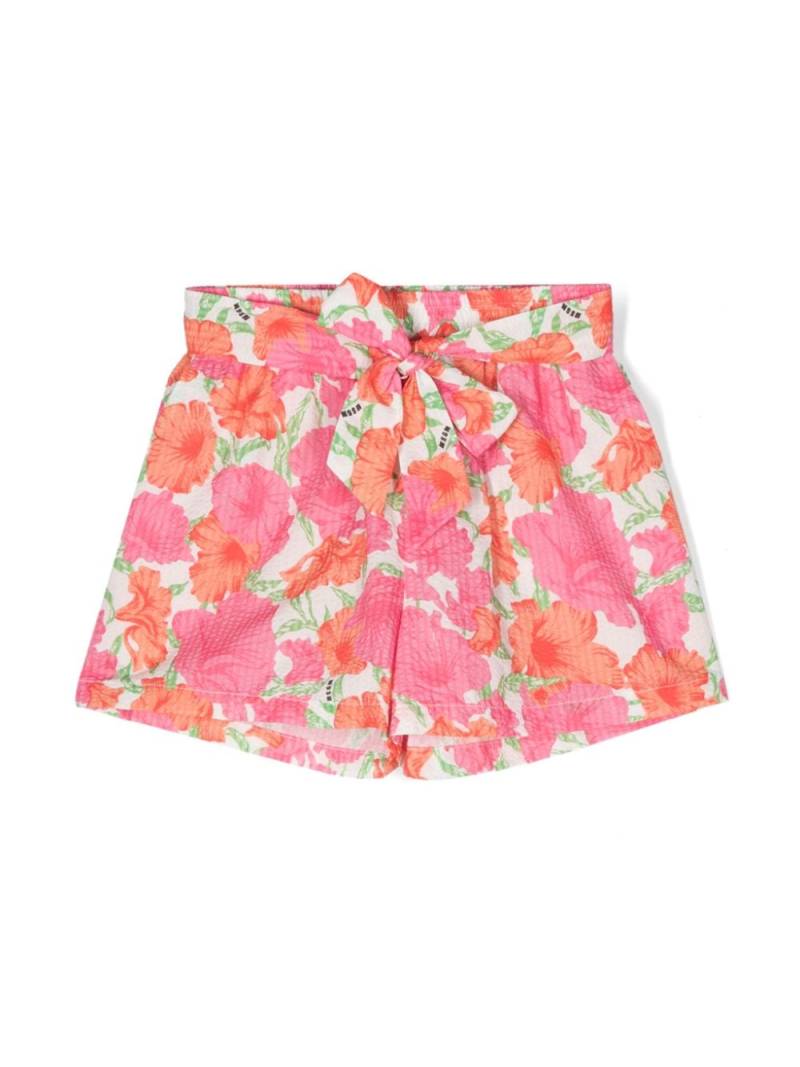 MSGM Kids floral-print belted shorts - Pink von MSGM Kids