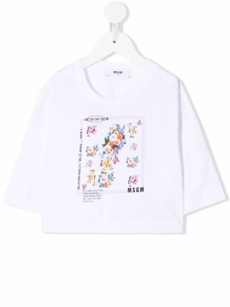 MSGM Kids floral-print cotton T-shirt - White von MSGM Kids