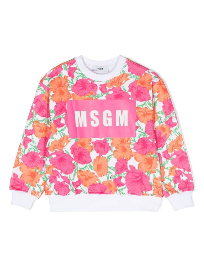 MSGM Kids floral-print cotton sweatshirt - Pink von MSGM Kids