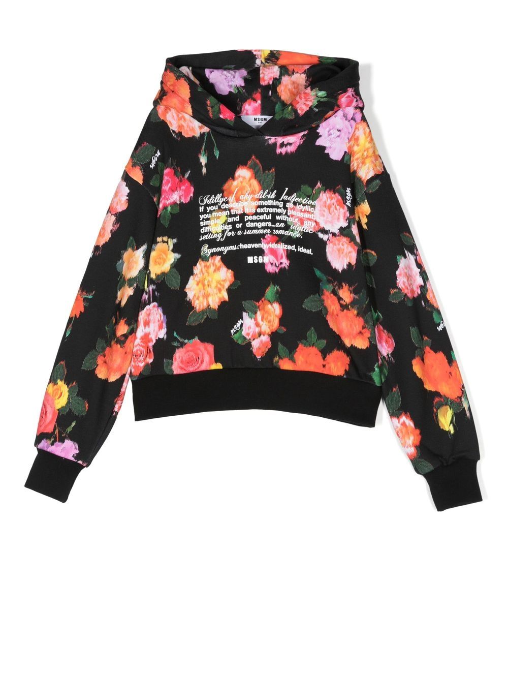 MSGM Kids floral print hoodie - Black von MSGM Kids