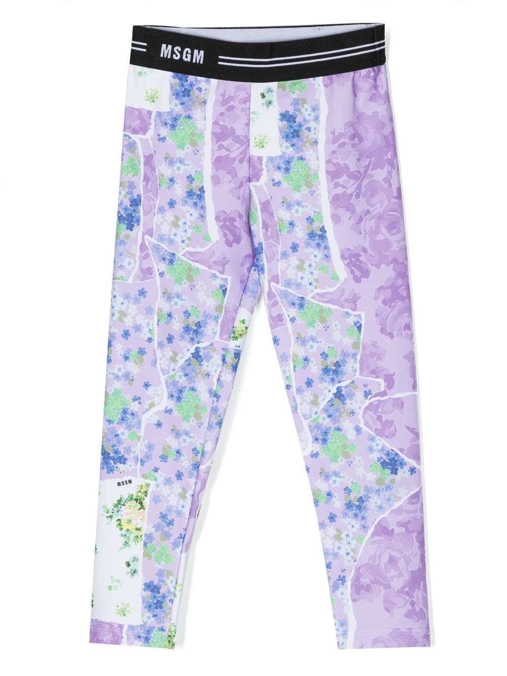 MSGM Kids floral-print logo-waist leggings - Purple von MSGM Kids
