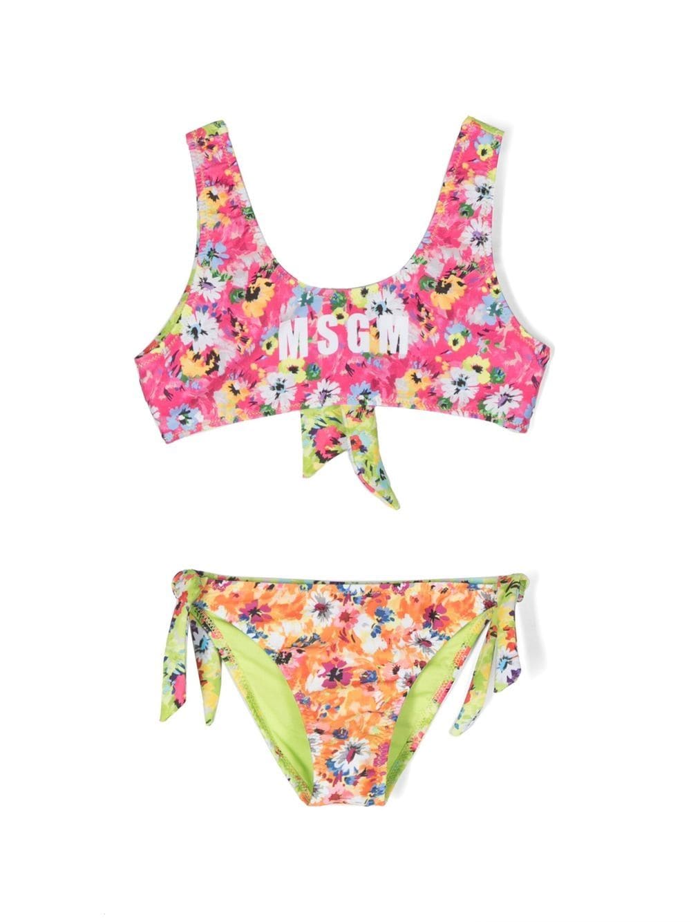 MSGM Kids floral-print stretch bikini set - Pink von MSGM Kids