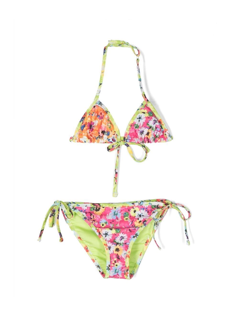 MSGM Kids floral triangle halterneck bikini - Green von MSGM Kids