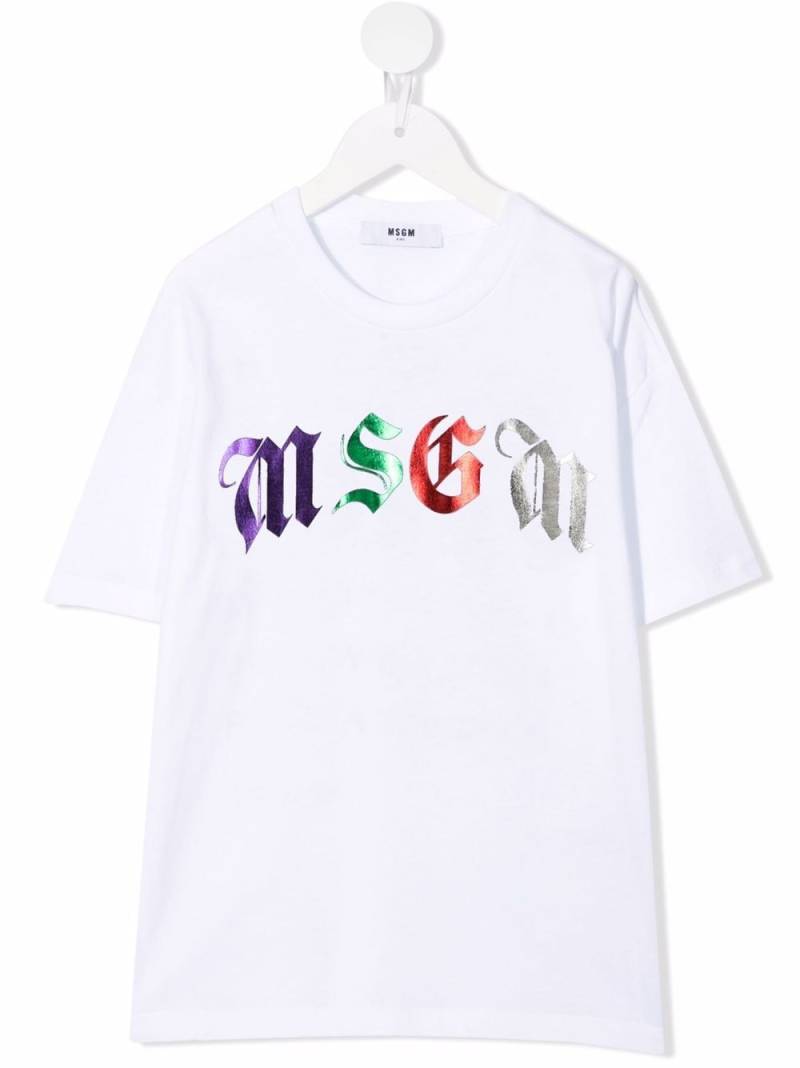 MSGM Kids foil logo-print T-shirt - White von MSGM Kids