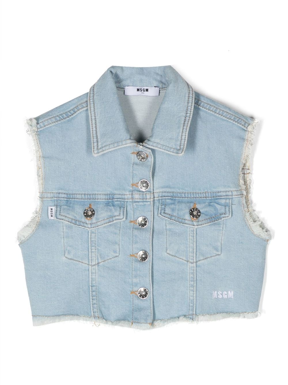 MSGM Kids frayed-edge denim gilet - Blue von MSGM Kids