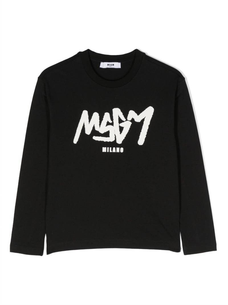 MSGM Kids graffiti logo-print cotton T-shirt - Black von MSGM Kids