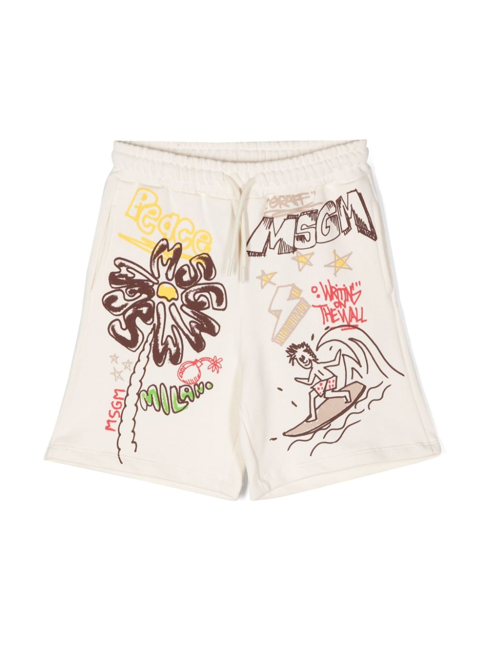 MSGM Kids graphic-print cotton shorts - Neutrals von MSGM Kids