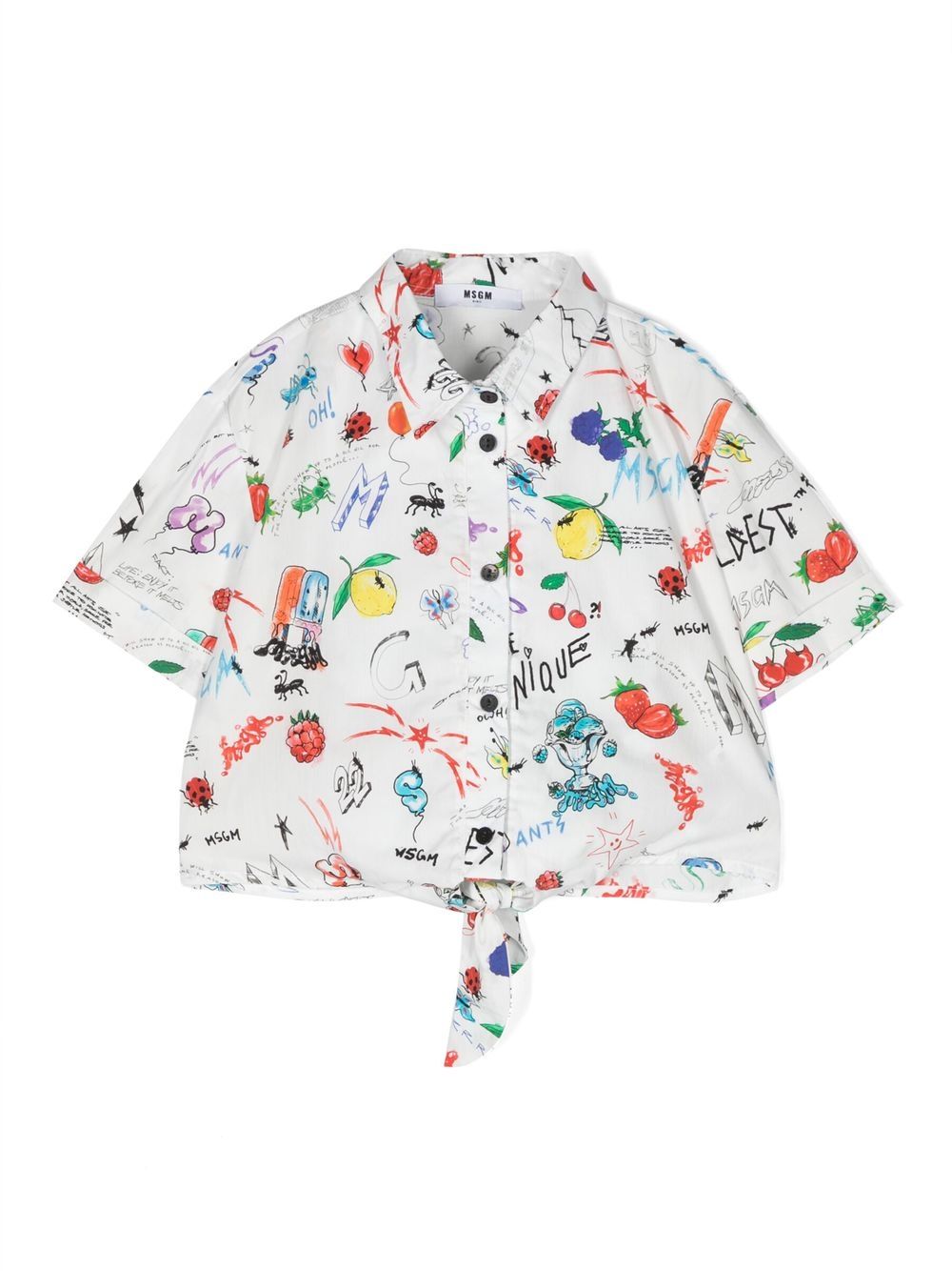 MSGM Kids graphic-print cropped blouse - White von MSGM Kids