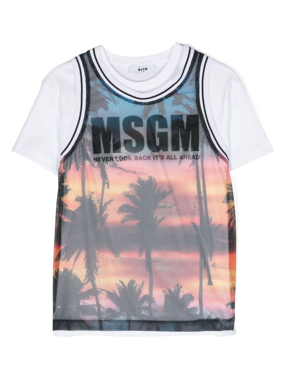 MSGM Kids graphic-print layered cotton T-shirt - White von MSGM Kids