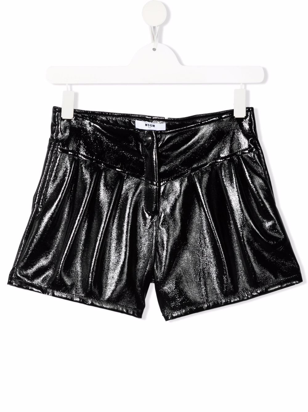 MSGM Kids high-shine finish shorts - Black von MSGM Kids