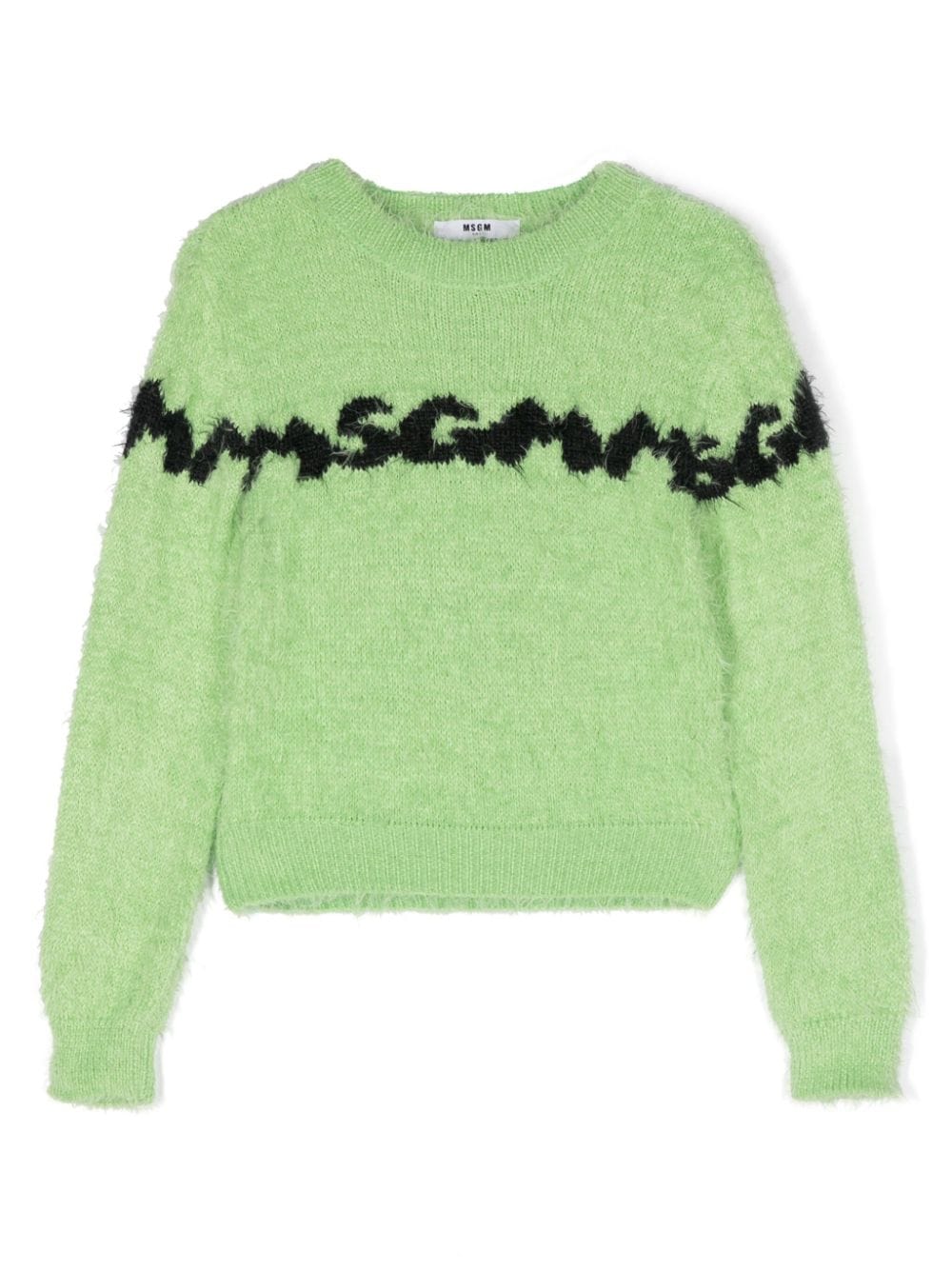 MSGM Kids intarsia-knit logo brushed jumper - Green von MSGM Kids