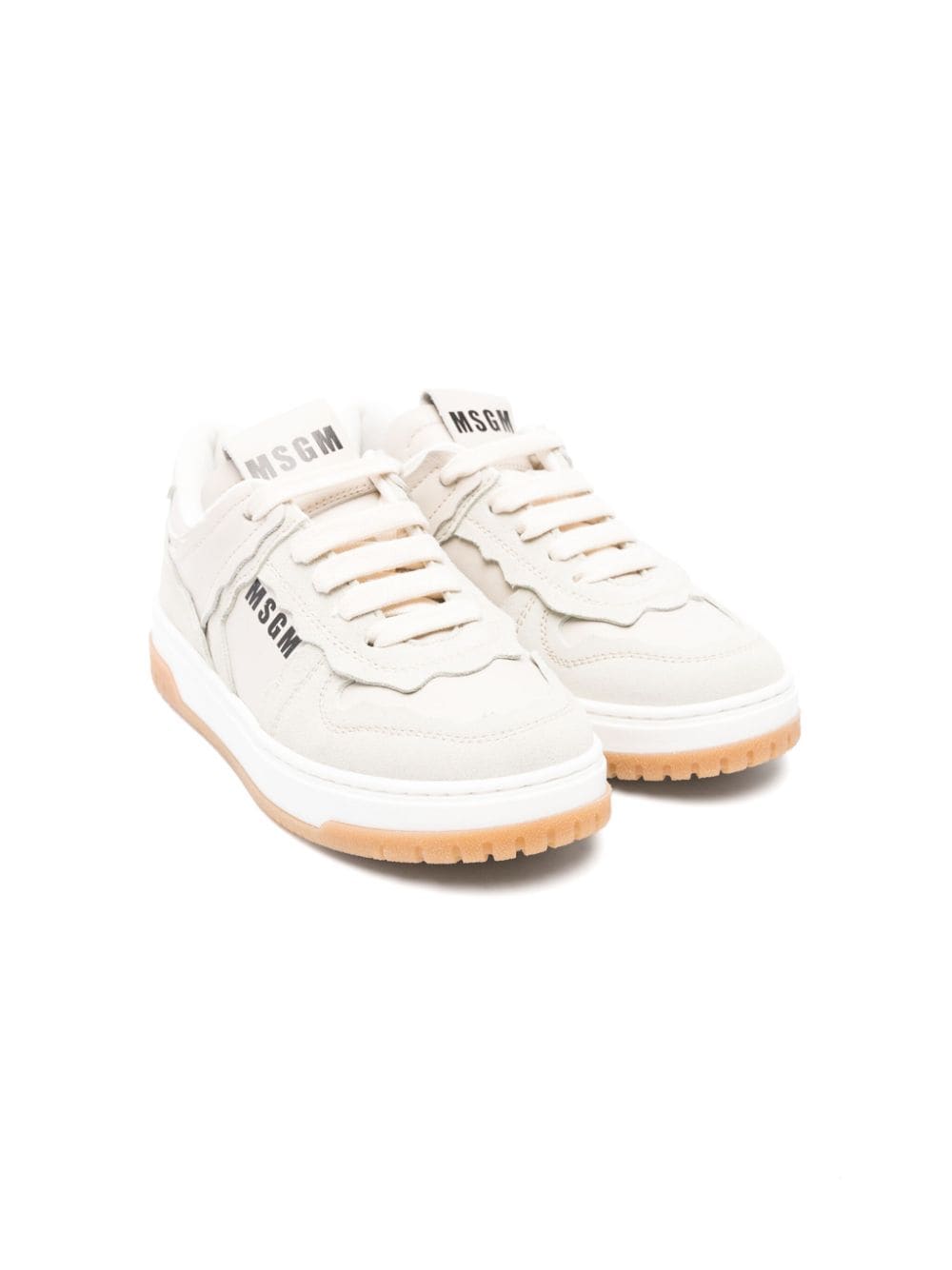 MSGM Kids lace-up leather sneakers - Neutrals von MSGM Kids