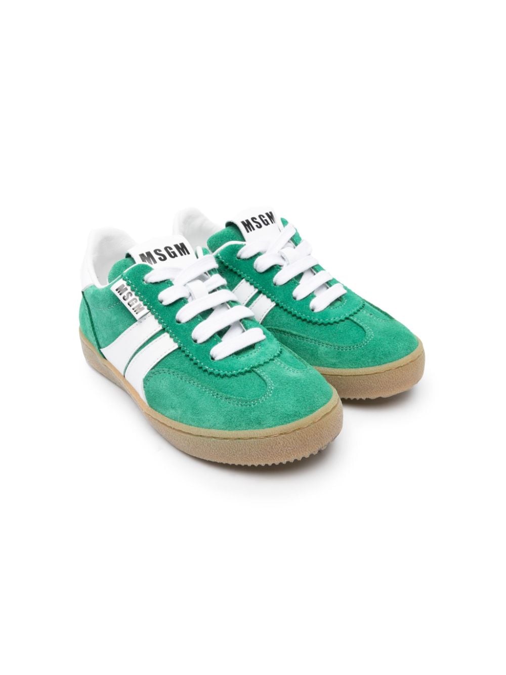 MSGM Kids lace-up suede sneakers - Green von MSGM Kids