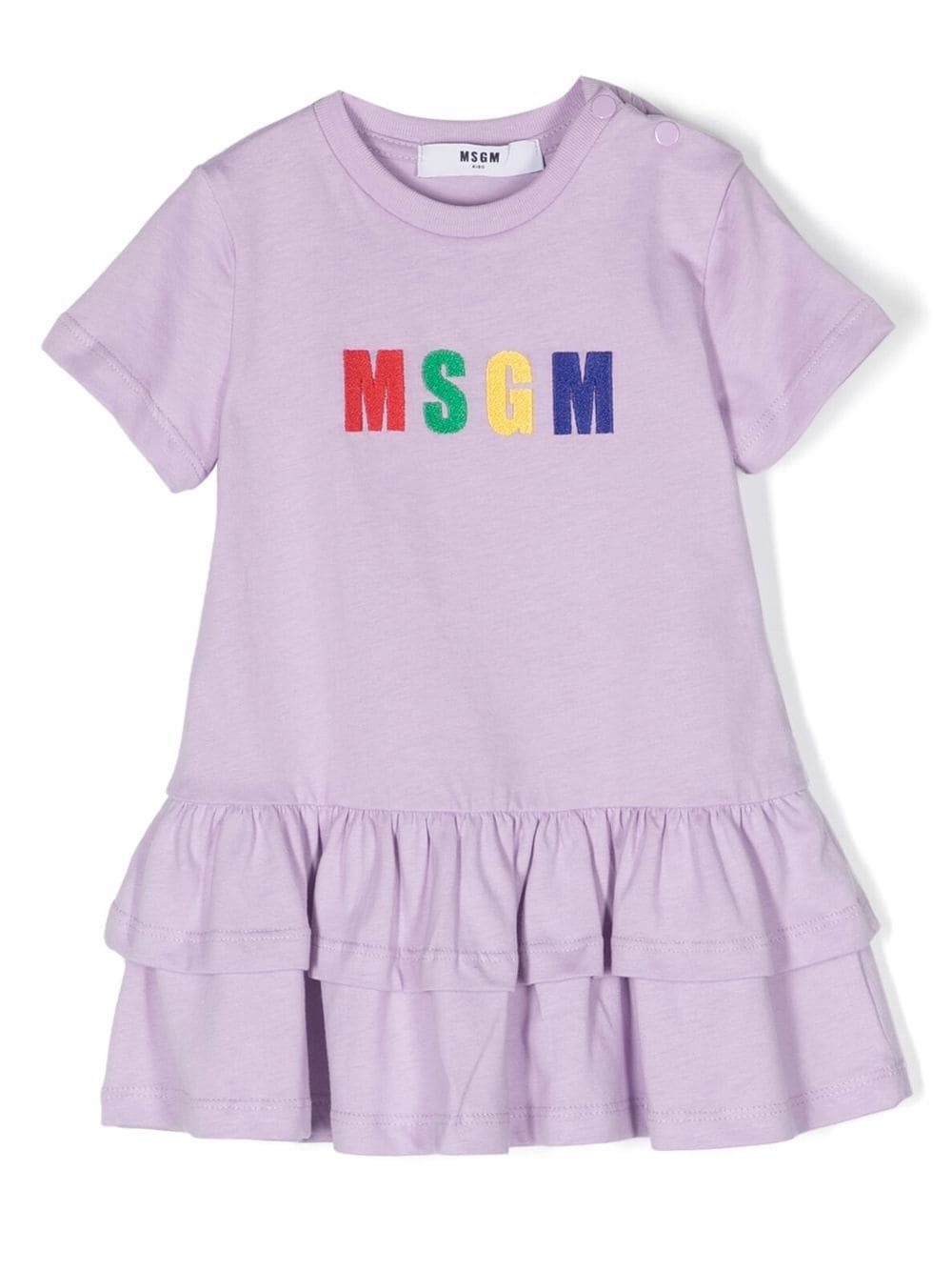 MSGM Kids logo-appliqué cotton dress - Purple von MSGM Kids