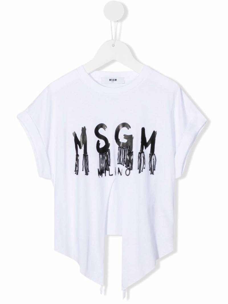 MSGM Kids logo asymmetric T-shirt - White von MSGM Kids