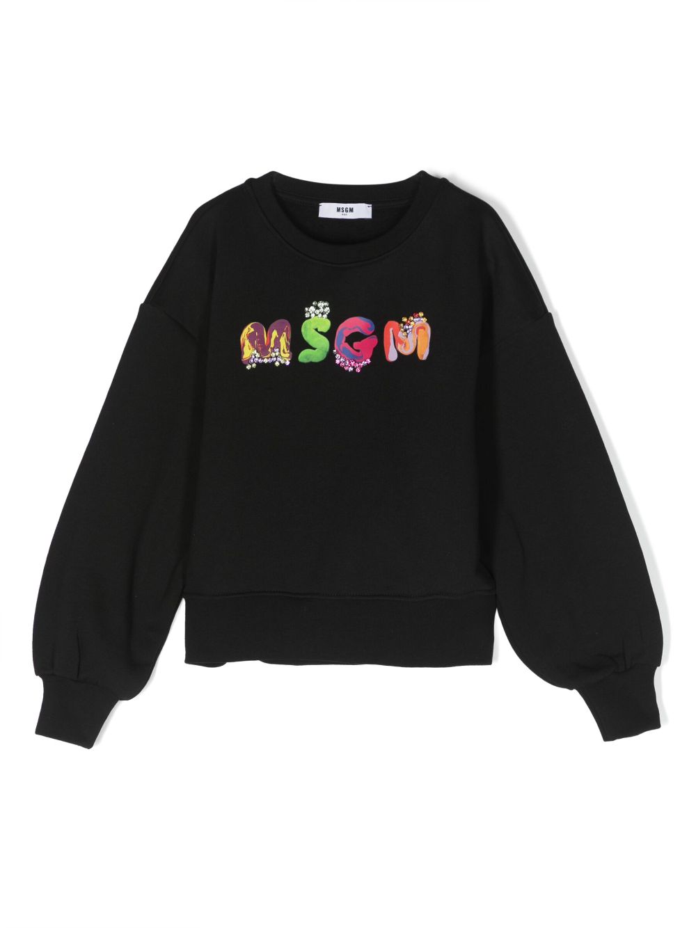 MSGM Kids logo-embellished cotton sweatshirt - Black von MSGM Kids