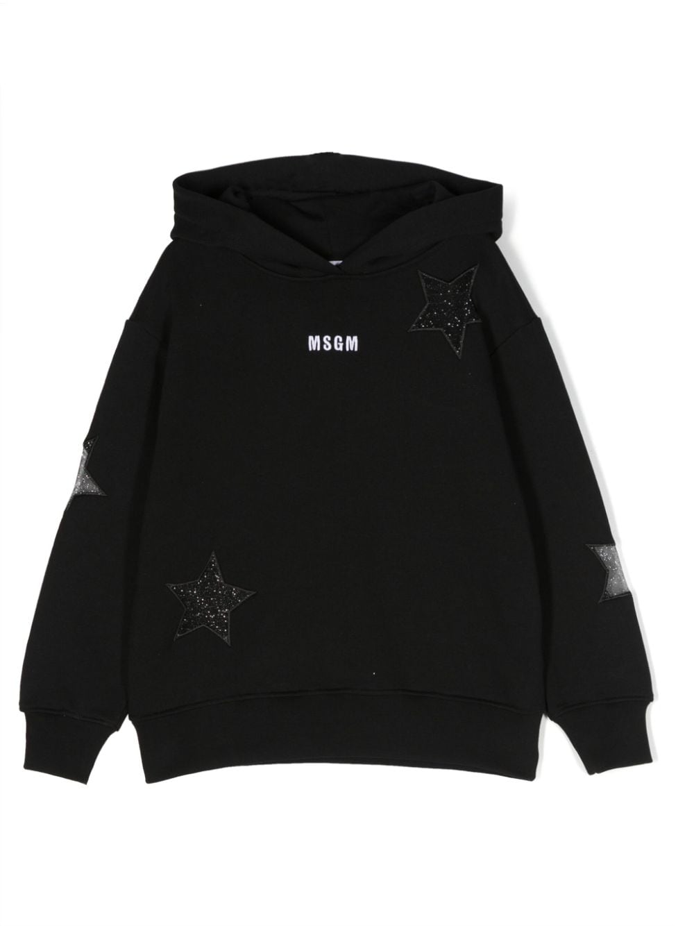 MSGM Kids logo-embroidered cotton hoodie - Black von MSGM Kids