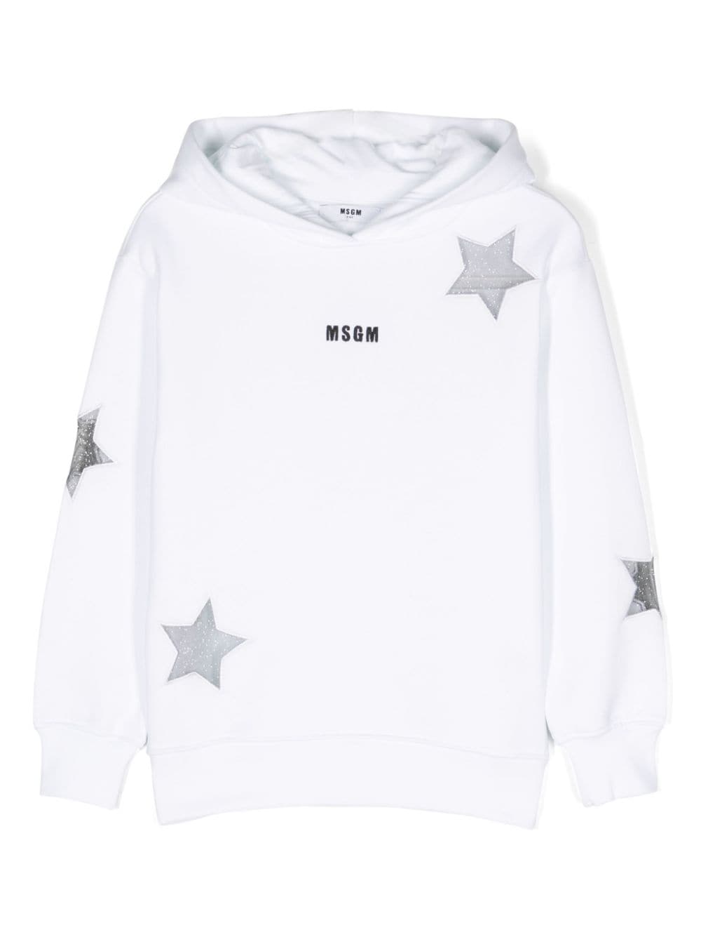 MSGM Kids logo-embroidered cotton hoodie - White von MSGM Kids