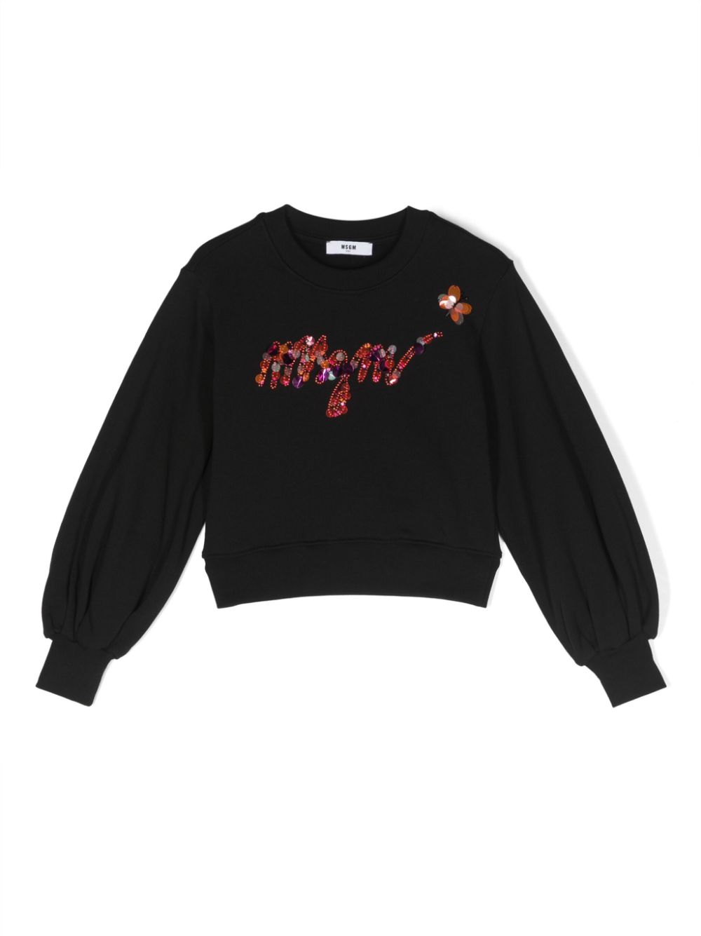 MSGM Kids logo-embroidered cotton jumper - Black von MSGM Kids