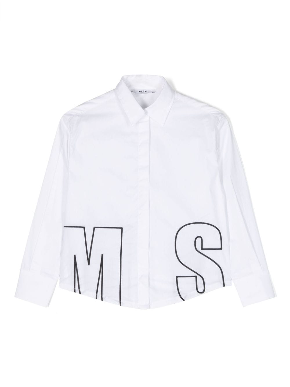 MSGM Kids logo-embroidered cotton shirt - White von MSGM Kids