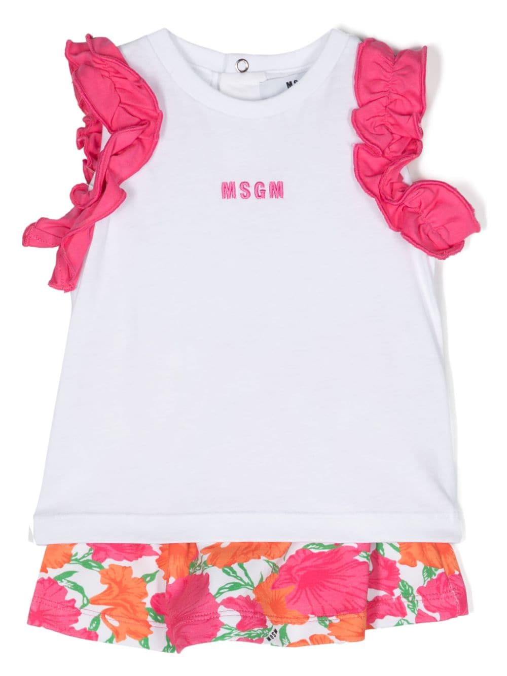 MSGM Kids logo-embroidered cotton skirt set - White von MSGM Kids