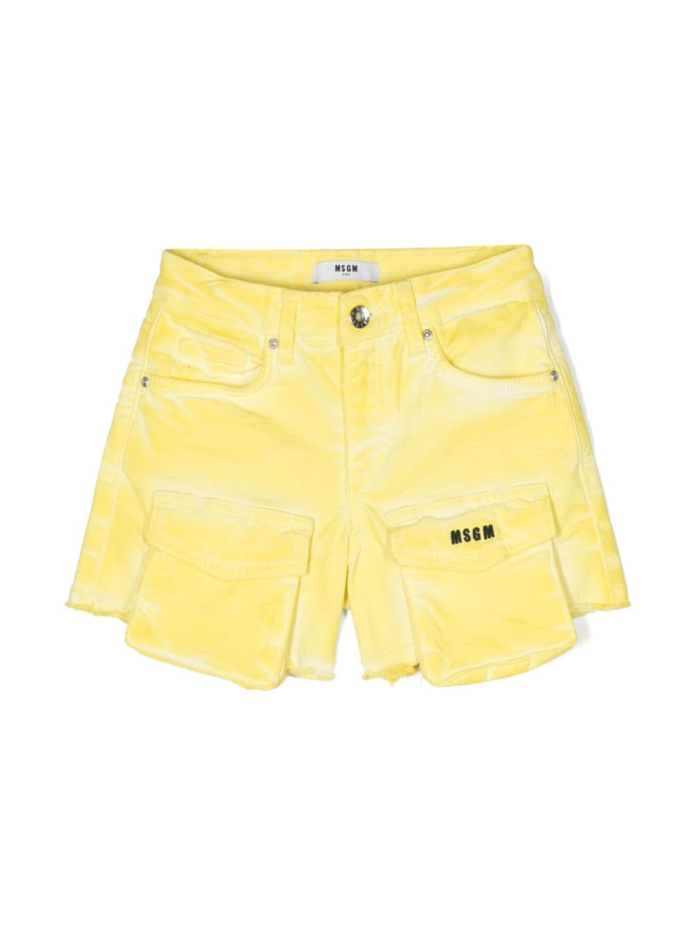 MSGM Kids logo-embroidered denim shorts - Yellow von MSGM Kids