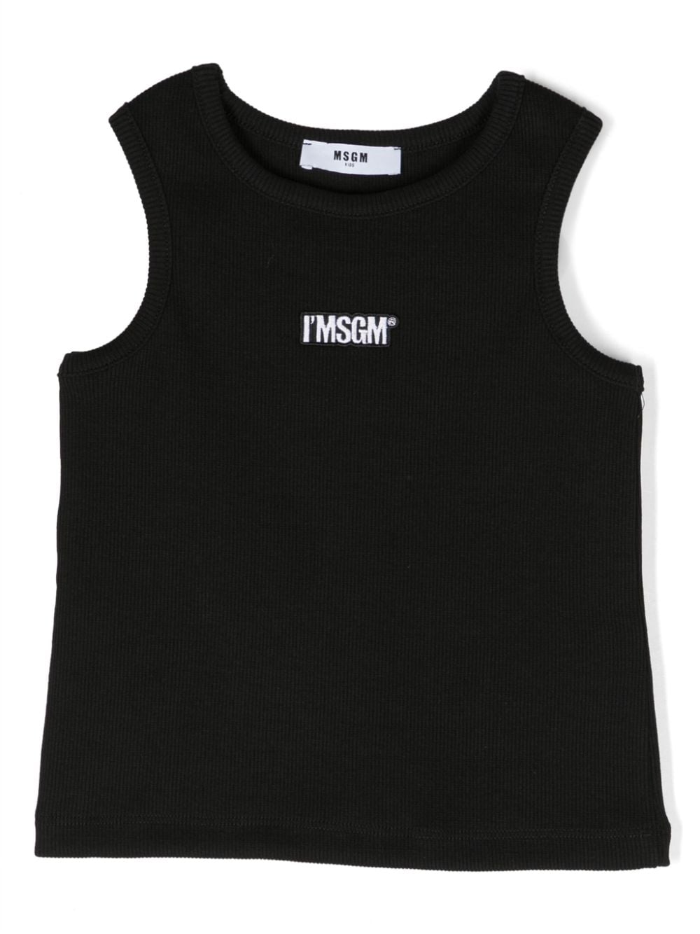 MSGM Kids logo-embroidered fine-ribbed tank top - Black von MSGM Kids