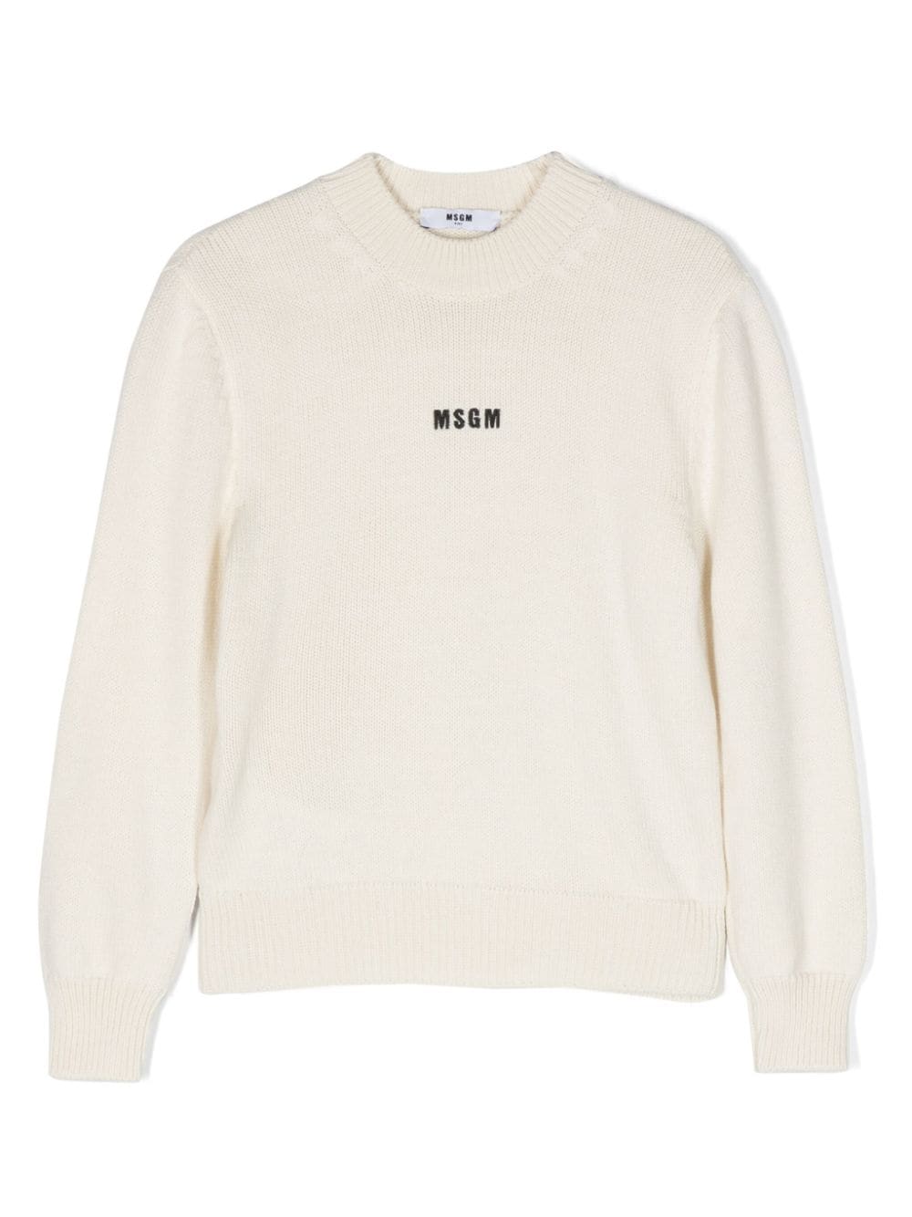 MSGM Kids logo-embroidered knitted jumper - Neutrals von MSGM Kids