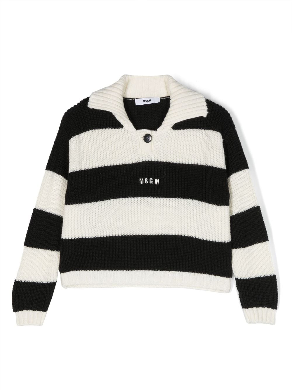 MSGM Kids logo-embroidered striped jumper - White von MSGM Kids