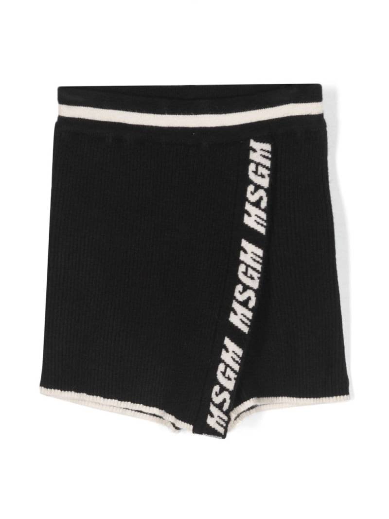 MSGM Kids logo-intarsia ribbed-knit skort - Black von MSGM Kids