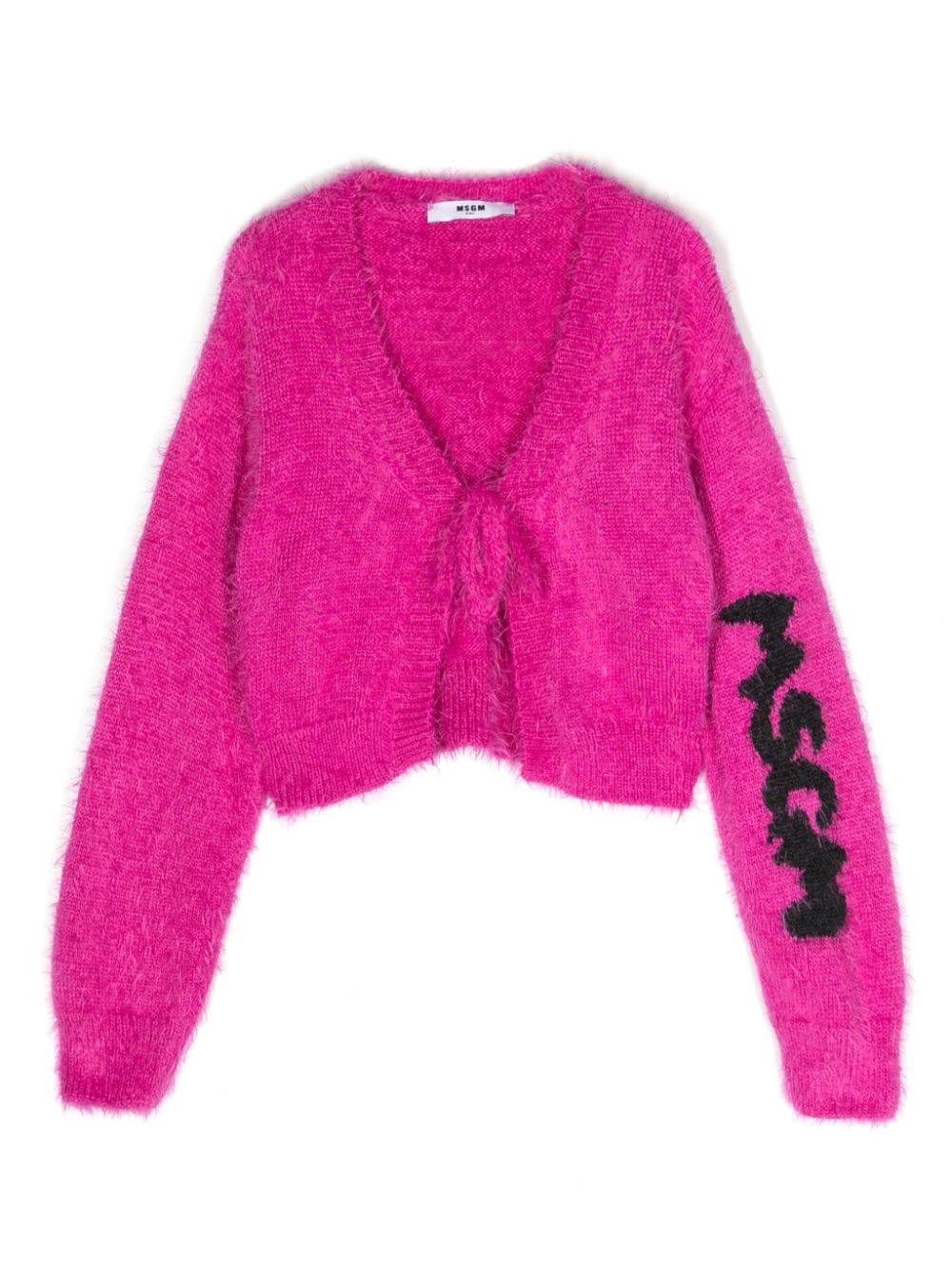 MSGM Kids logo-intarsia tie-front cardigan - Pink von MSGM Kids