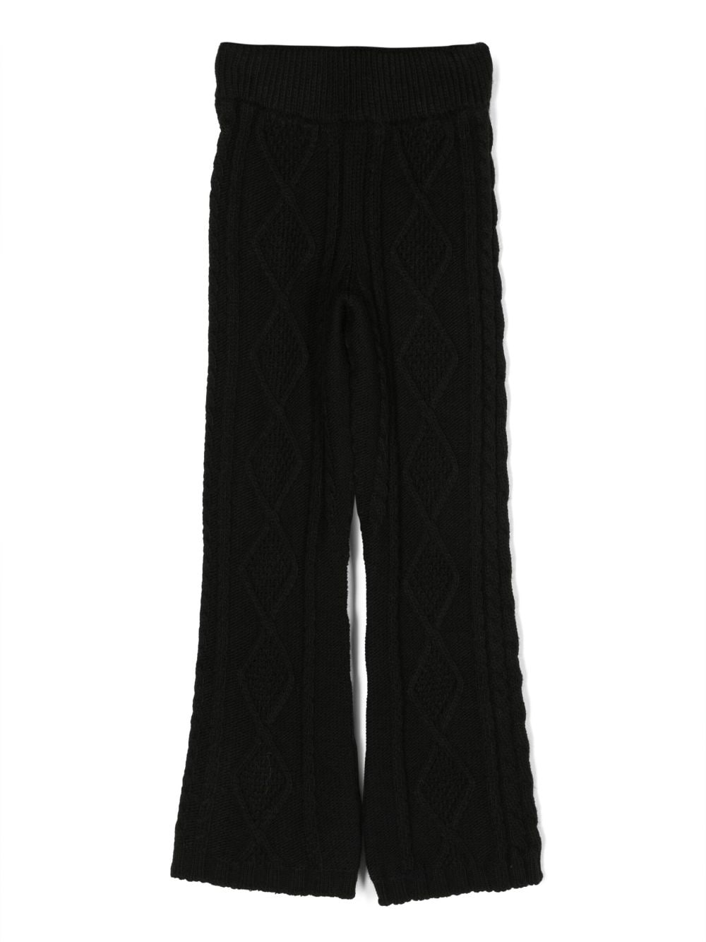 MSGM Kids logo-patch cable-knit trousers - Black von MSGM Kids