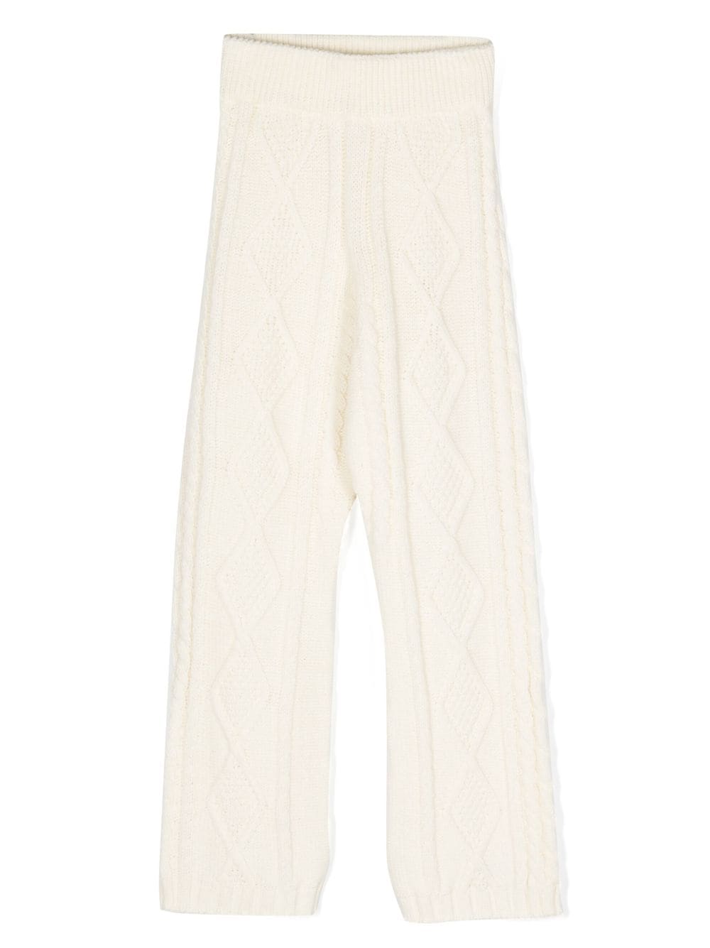 MSGM Kids logo-patch cable-knit trousers - Neutrals von MSGM Kids