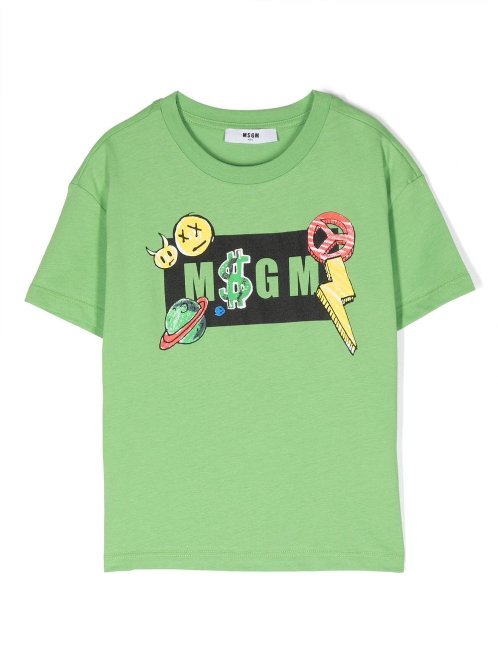 MSGM Kids logo-print cotton T-Shirt - Green von MSGM Kids