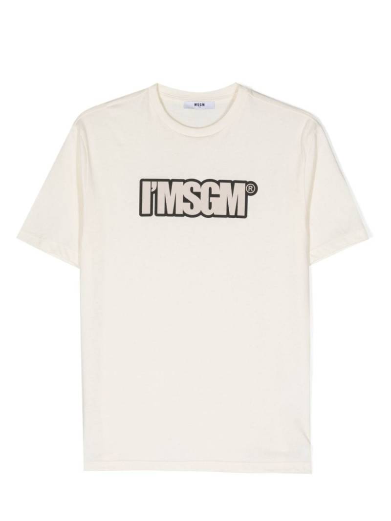 MSGM Kids logo-print cotton T-shirt - Neutrals von MSGM Kids