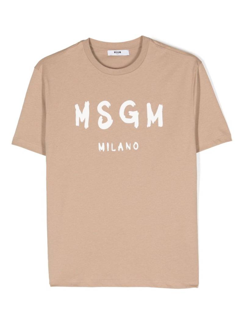 MSGM Kids logo-print cotton T-shirt - Neutrals von MSGM Kids