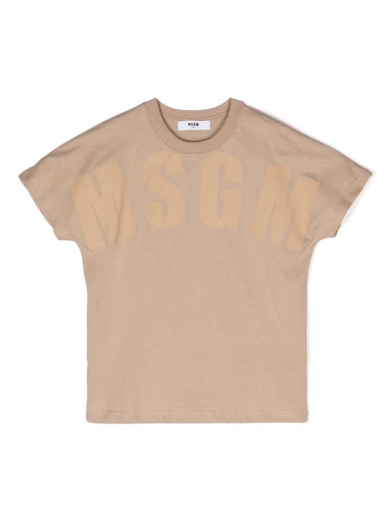 MSGM Kids logo-print cotton T-shirt - Neutrals von MSGM Kids