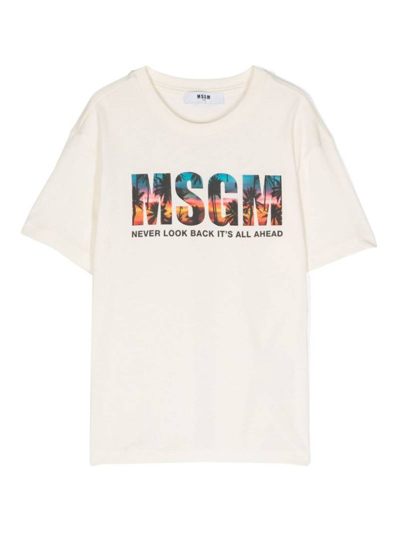 MSGM Kids logo-print cotton T-shirt - Neutrals von MSGM Kids