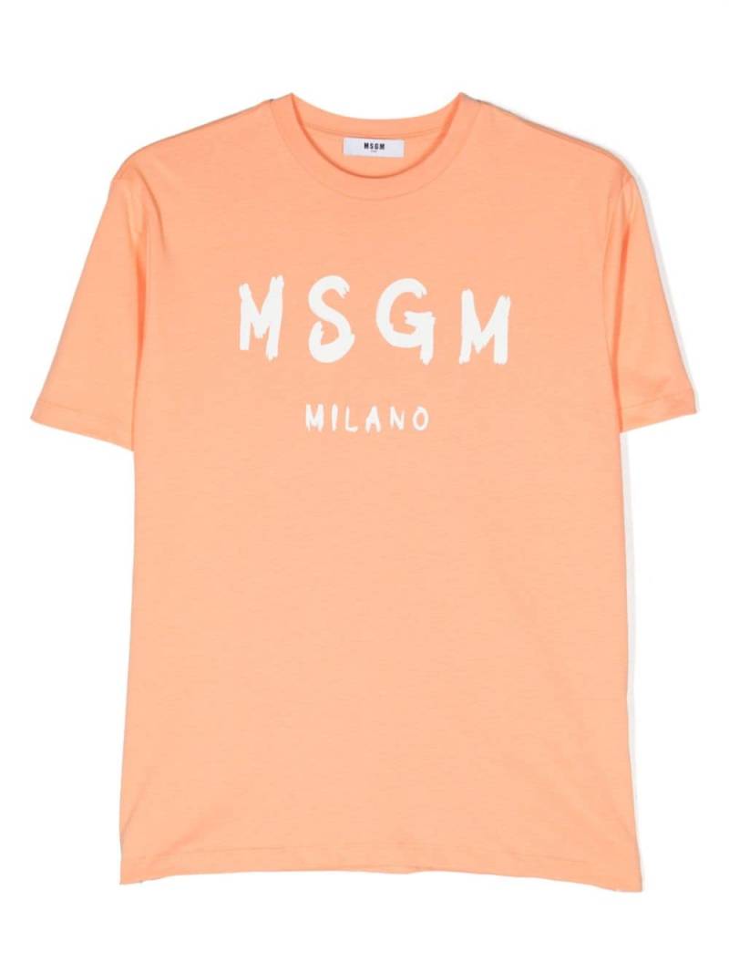 MSGM Kids logo-print cotton T-shirt - Orange von MSGM Kids