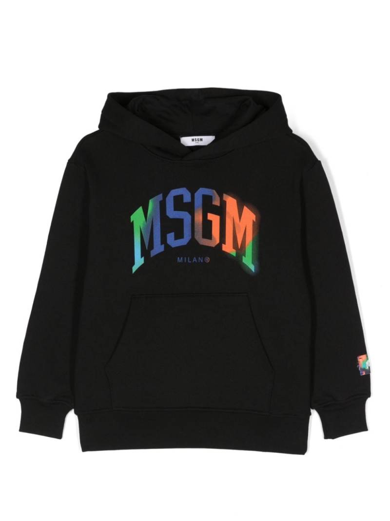 MSGM Kids logo-print cotton hoodie - Black von MSGM Kids
