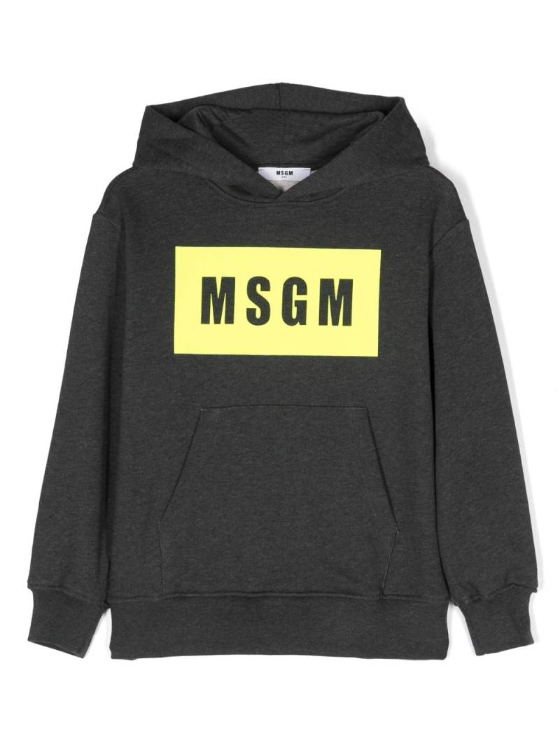 MSGM Kids logo-print cotton hoodie - Grey von MSGM Kids