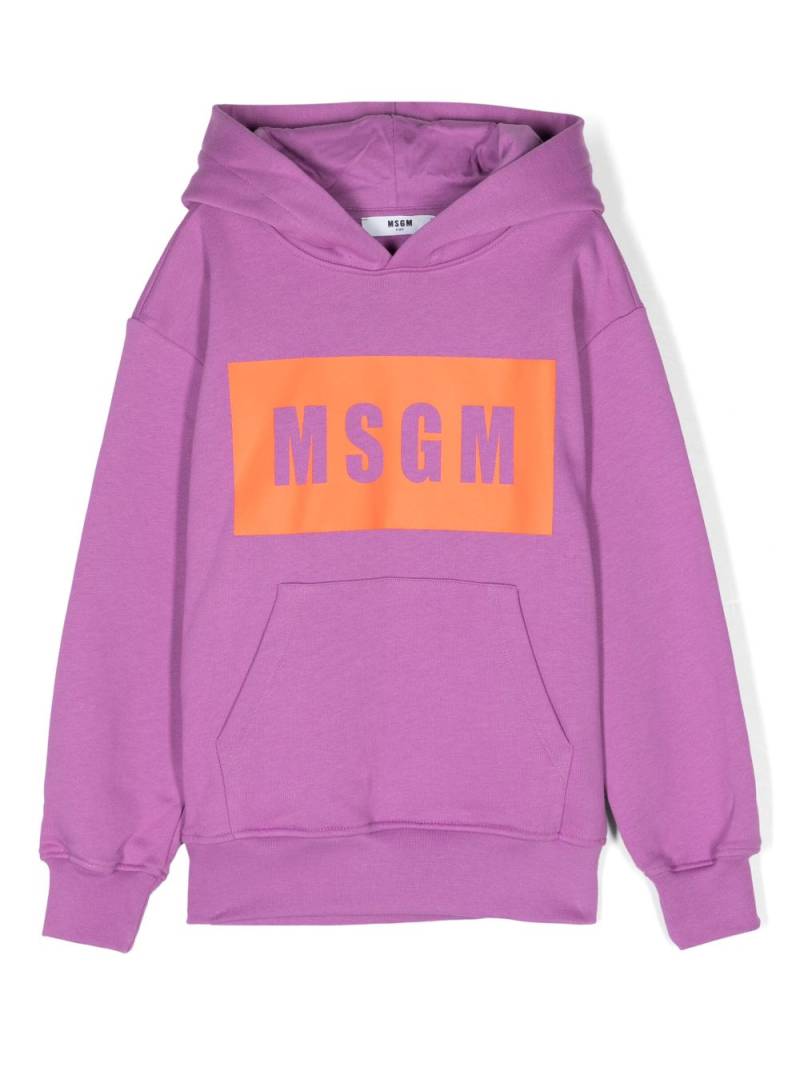 MSGM Kids logo-print cotton hoodie - Purple von MSGM Kids