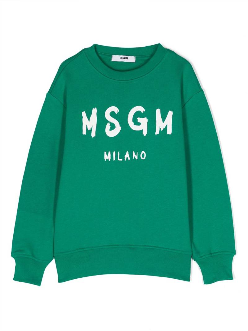 MSGM Kids logo-print cotton sweatshirt - Green von MSGM Kids