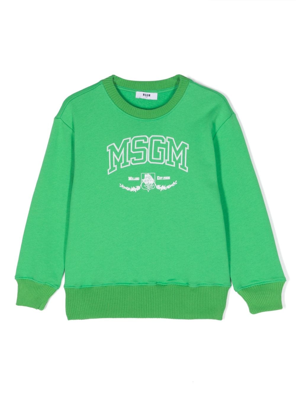 MSGM Kids logo-print cotton sweatshirt - Green von MSGM Kids