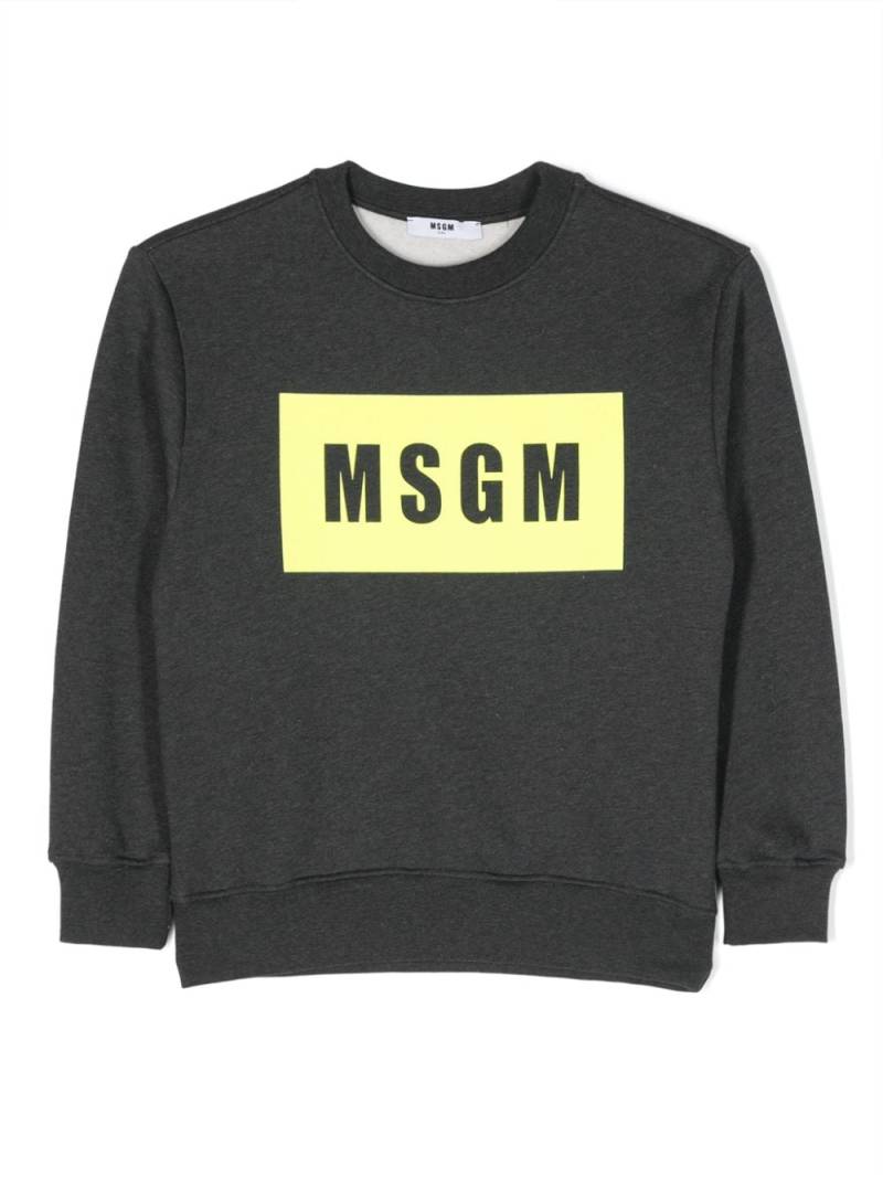 MSGM Kids logo-print cotton sweatshirt - Grey von MSGM Kids